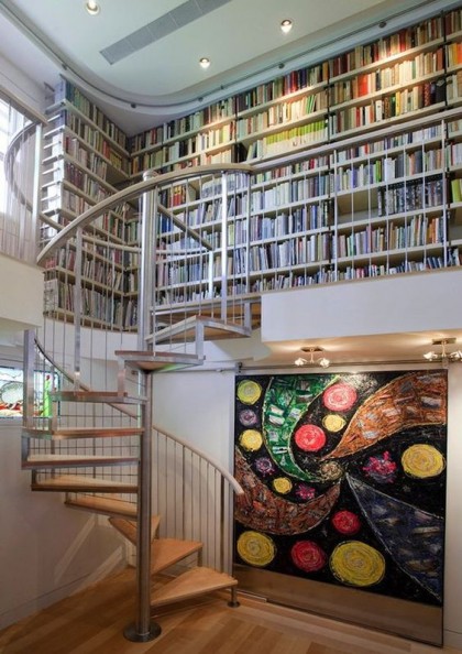 spiral stairs book shelf